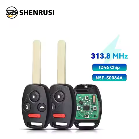 SHENRUSI Remote Car Key For Honda Civic 2006 2007 2008 2009 2010 2011 PCF7961 Chip N5F-S0084A 313.8M