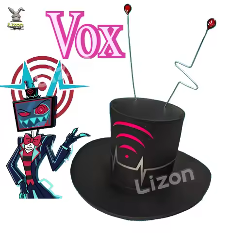 Hazbin Cosplay Hotel Vox Cosplay Hat Vox Black Hat With Antenna Women Men Halloween Carnival Christm
