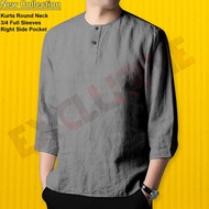 Adult Men's Kurta 3⁄4 Sleeve Kurta Raya Men's Short Sleeve Kurta/ Smart Fit Kurta/ Kurta 3/4 Sleeve 