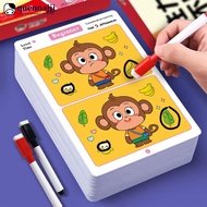 QUENNA Kids Educational Game Spot The Difference Game Cards Reusable Wipe Off Focus Observation Trai