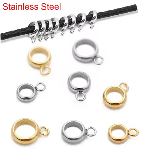 30pcs/lot Stainless Steel Pendant Connectors Bail Clasps Gold Color Pendants Clip Pinch For DIY Neck