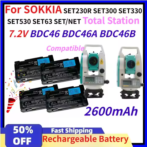 2600mAh 7.2V BDC46 BDC46A BDC46B Rechargeable Li-Ion Battery for SOKKIA SET230R SET300 SET330 SET530
