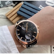 [Original] Alexandre Christie 6573 MFLRGBA Multifunction Men's Watch Black Dial Dual Tone Grey Black Genuine Leather