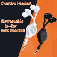 Retractable Inner Earphone, Wired, Black/White, MP3 Earphone, Earphone