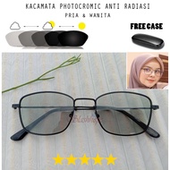 Free BOX] Korean Glasses Men Women Iron Frame Anti Glare Potocromik Sunglasses Normal Dark Lens Tren