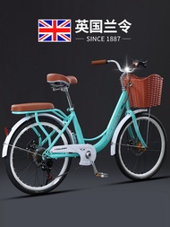 Raleigh British Lanling City Shuttle Bus 24-Inch Bicycle Womens Variable Speed Lightweight Retro Student Bicycle