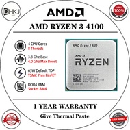 USED AMD Ryzen3 4100 R3 4100 3.8GHz 4-core 8-thread CPU Processor 7NM L3=8M 100-000000510 Socket AM4