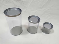 馬口鐵透明圓桶-尺寸:直徑6.3x高5cm-單支賣場-PVC圓筒、塑膠圓桶、乾燥花圓罐、禮品包裝罐、鐵蓋圓管、凹蓋圓桶