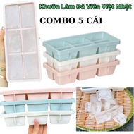 Combo of 5 Premium Vietnamese-Japanese Ice Trays - Convenient 6-Piece Ice Mold Odorless Plastic Hope