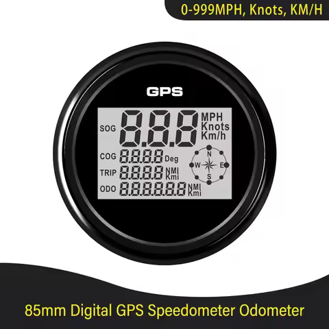 Newest 52mm or 85mm Digital GPS Speedometer Odometer 0-999Knots Km/h MPH with 8 Colors Backlight for