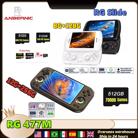 ANBERNIC RG477M RG Slide Retro Handheld Game Video Player Console 4.7-inch LTPS OCA Android 14 Bluet