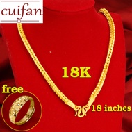 สร้อยอิตาลี ทองคำแท้ (18K)au750สร้อยคอ Keel Chain บุรุษและสตรีสนับสนุนเก็บเงินปลายทางสร้อยคอห้อยพระ