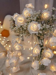 1 套 Led 玫瑰花串燈,適用於婚禮裝飾、生日派對背景燈、聖誕派對裝飾、情人節裝飾燈