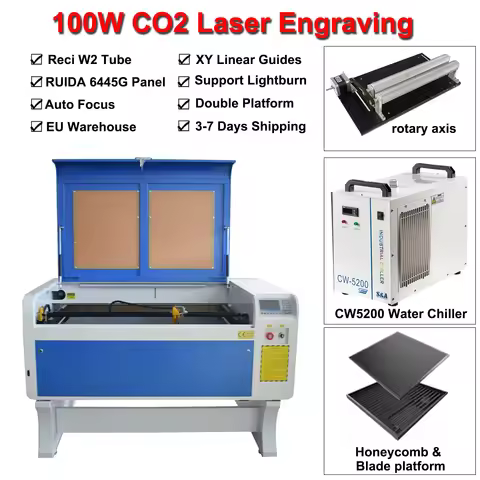 100W CO2 Laser Engraving Machine 1000*600mm Laser Cutting Machine RECI W2 CO2 Laser Tube Engraver Fa
