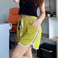 PRK-กางเกงขาสั้นผ้าวาฟเฟิล เอวเชือกรูด มีกระเป๋า 2 ข้างรหัสXU3P