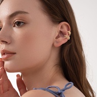 Women's personality luxury diamond-studded twigs and leaves shape ear bone clips without ear holes e