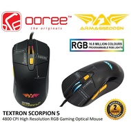 ARMAGGEDDON TEXTRON SCORPION 5 WIRED GAMING MOUSE 5 BUTTON RGB GAMING MOUSE 4800 CPI. MACRO ABLE SCO