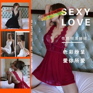 Sexy Lingerie Baju Tidur Seksi Wanita READY STOCK 蕾丝睡衣 开叉诱惑 蕾丝透明 火辣诱惑睡裙  Baju tido Seksi PAjamas