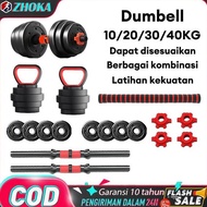 ZHOKA Barbell Complete Set 10 KG 20KG 40KG Anti-Slip Dumbbell Kettlebell Package Home Gym Fitness Eq