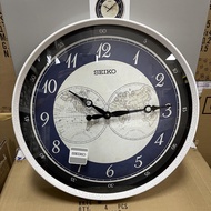 [Original] Seiko Clock QXA803W Decorator World Map White Blue Analog Quartz Wall Clock QXA803