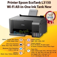 Printer Epson L3150 EcoTank Wi-Fi Multifungsi Printer Pengganti L405