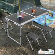 HOVELSHOP Meja Lipat Koper HPL Aluminium Portable Desk Tempat Belajar Makan Serbaguna