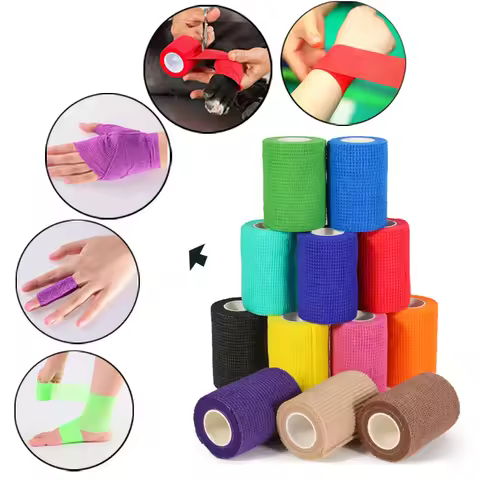 10pcs Elastic Self-Adhesive Athletic Tape Bandage 2.5/5/10cm Non-Woven Universal Fit for Sports Foot