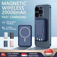 【READY STOCK】PD 22.5W 20000mAh Magnetic Power Bank Fast Charging Wireless Mini Powerbank With 3 Cable Ultrathin Portable PowerBank