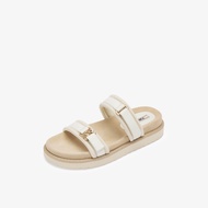 73Hours Womens Summer New Soft Bottom Thick Heel Slip-On Sandals Breathable Fabric Lined Ergonomic D