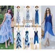 (Fast Delivery Shop) Flamingo Dress B Indigo Tie-Dye Sea Beautiful Color Sexy Can Be Worn In Many Wa