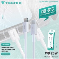 TECNIX CBL-813 Type-C To Lightning Data Cable Rubber Material 1 Meter Long White Color