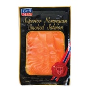 แซลมอนรมควัน เนื้อปลาแซลมอนรมควันแบบสไลด์ 100 กรัม Deli Max  DEL SMOKED SALMON SLICE 100G.   จำนวน 3