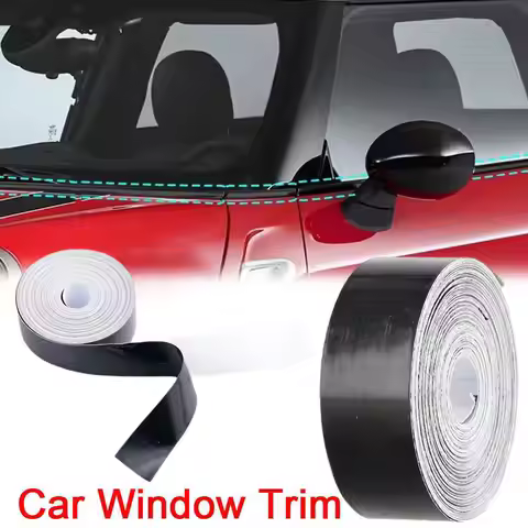 1/2pcs Car Window Trim Sticker Black Vinyl Wrap Strip Tape AntiScratch Door Protection Film Black Li