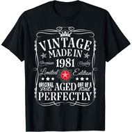 Men's cotton T-shirt Vintage 44th Birthday Decorations Vintage 1981 44 Years Old T-Shirt
