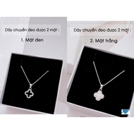 Lucky 4-leaf clover pendant, can be worn on both sides - standard silver