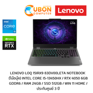 LENOVO LOQ 15IAX9 83DV00LETA NOTEBOOK (โน๊ตบุ๊ค) Intel Core i5-13450HX / RTX 4050 6GB GDDR6 / RAM 24