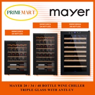 MAYER MMWC20BCS / MMWC34BCS / MMWC48MAG WINE CHILLER TRIPLE GLASS WITH ANTI-UV + 2 YEARS WARRANTY