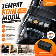 Premium Car Coin Organizer Car Coin Storage Box ABS Plastic Flip Lid 4 Slots