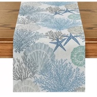 6 Seater Table Runner in Sea Coral Print