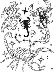 Temporary Tattoos,Scorpion HC-BB-777,Scorpion Tattoos,Water-Resistant,Real Tattoo Look,Lasts 1-2 Wee