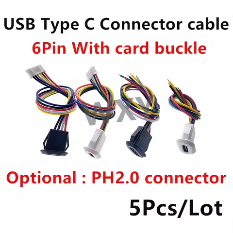 6Pin USB Type C Connector Jack Female With card buckle 3A High Current Charging Jack Port USB-C Char