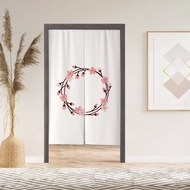Sakura Wreath Noren Door Window Curtain with /Grommet/Sleeve, Japanese Doorway Curtain for Kitchen, Window Treatments for Partition
