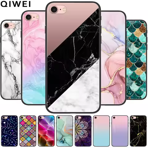 Phone Cover for iPhone SE 2020 2022 2016 Case Soft Bumper Silicon Marble Fashion Shell for iPhoneSE 