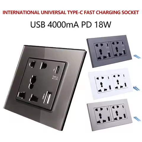 【Y】4000MA Type C Port USB Outlet Household Embedded Wall Power USB Socket Modern Electrical Wall Pan