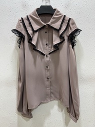 Áo Sơ Mi Ren Không Dây Thắt Nút Bướm Không Dây Rojita Phong Cách Lolita Tay Dài Cổ Búp Bê Thường Xuy