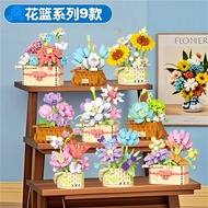 Flower Basket Succulent Flower Mother's Teacher's Children's Day Gift Compatible with Lego Assembled