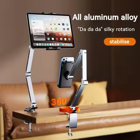 Adjustable iPad Boom Arm Mount Stand, iPad Tablet Holder for Bed or Desk, Overhead Compatible for iP
