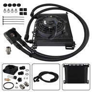 AN10 Oil Cooler Kit Universal 30-40 Row w/ Bracket Kit Thermostatic 73 ±0.5°+7'' Electric Fan For  M