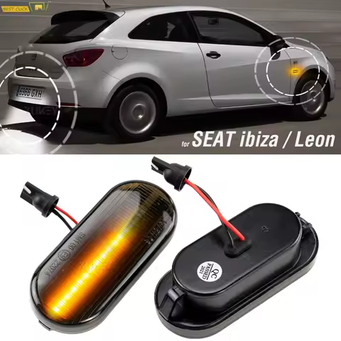 For SEAT Ibiza 6J 6P 2008-2017 Leon 1M 1P MK1 MK2 LED Amber Side Marker Lights White License Number 
