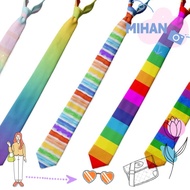 MIHAN Striped Tie, Colorful Rainbow Shirt Neckties, 2024 Personality Men Accessories Gay